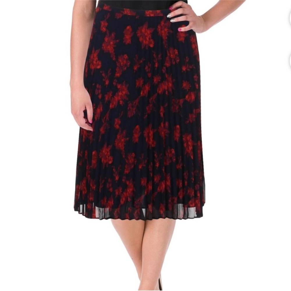 Lauren Ralph Lauren Pleated Floral Midi Skirt | Size 8